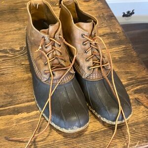 L.L. Bean Tan Leather and Black Rubber Duck Boots